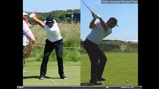 Jon Rahm golf swing  Long Iron faceon amp downtheline July 2017 [upl. by Nahtnhoj]