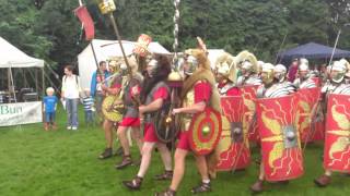 Roman Reenactment at the Amphitheatre in Caerleon Marching In [upl. by Kceb750]