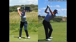 Justin Thomas golf swing  Long Iron faceon amp downtheline July 2017 [upl. by Janel]