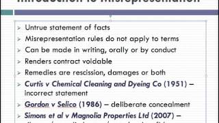 Misrepresentation Lecture 1 of 4 [upl. by Roana]